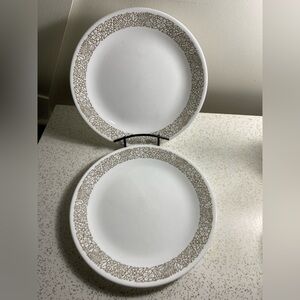 Set of 2 vintage Corelle 10” dinner plates Woodland pattern
